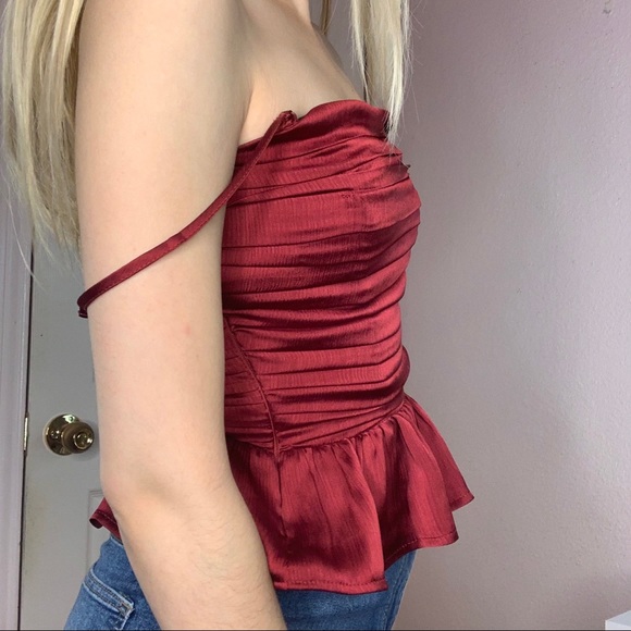 H&M Maroon Red Blouse Top SZ: 0 - Picture 5 of 8